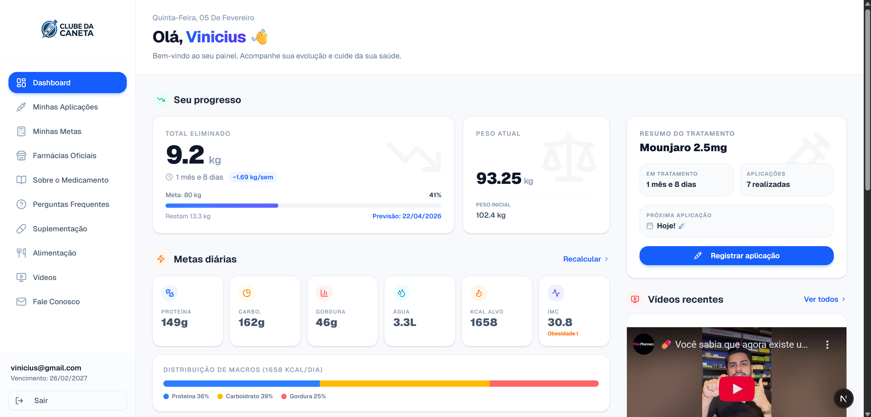Visualização do sistema - Tela 1
